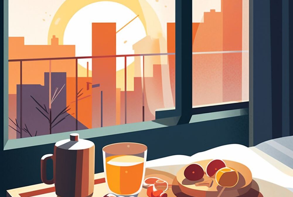 Guten Morgen – Illustration Frühstück am Bett